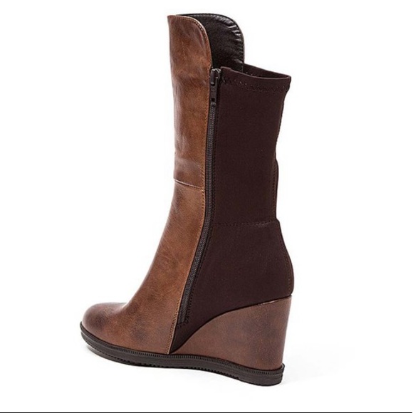 Cognac Wedge Boots - Picture 2 of 2